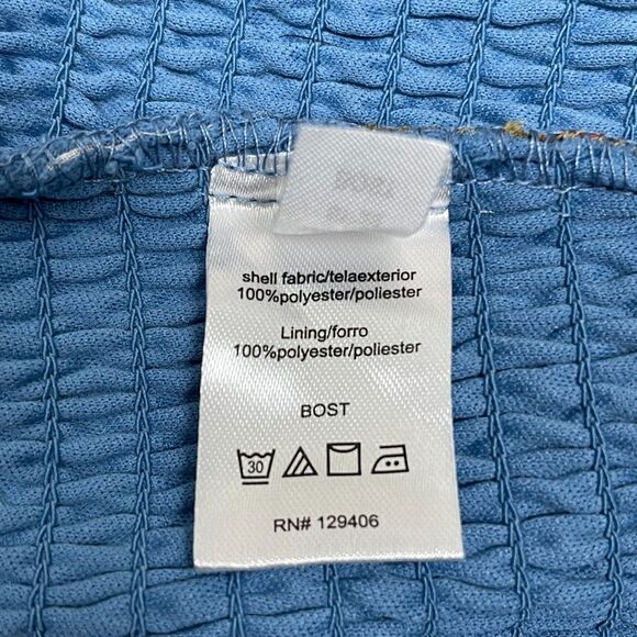 Venus Women's Maxi Cover Up Tunic Top XL Blue Floral Halter Smocked High Slit - Picture 11 of 11